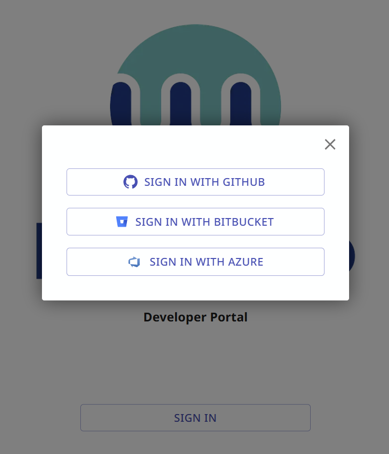 Developer Portal sign-in screen